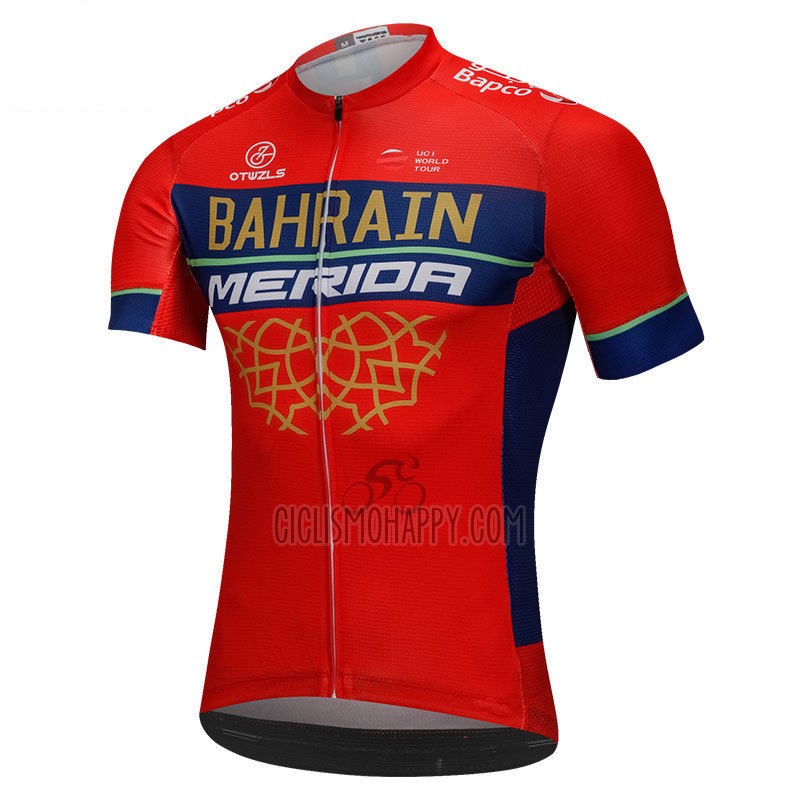 Bahrain Merida Cycling Jersey Bib Short 2018 Short Sleeve Red